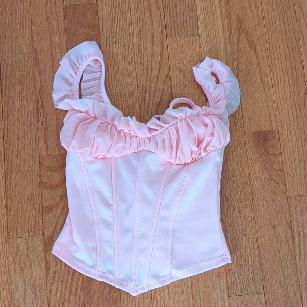 Pink Ruffled Corset Top